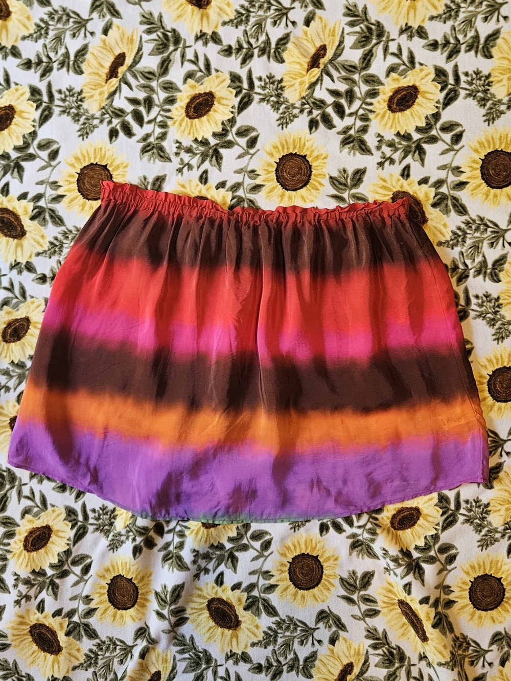 The Odells Silk Ombre Elastic Waist Skirt - Purple, Orange, Pink
